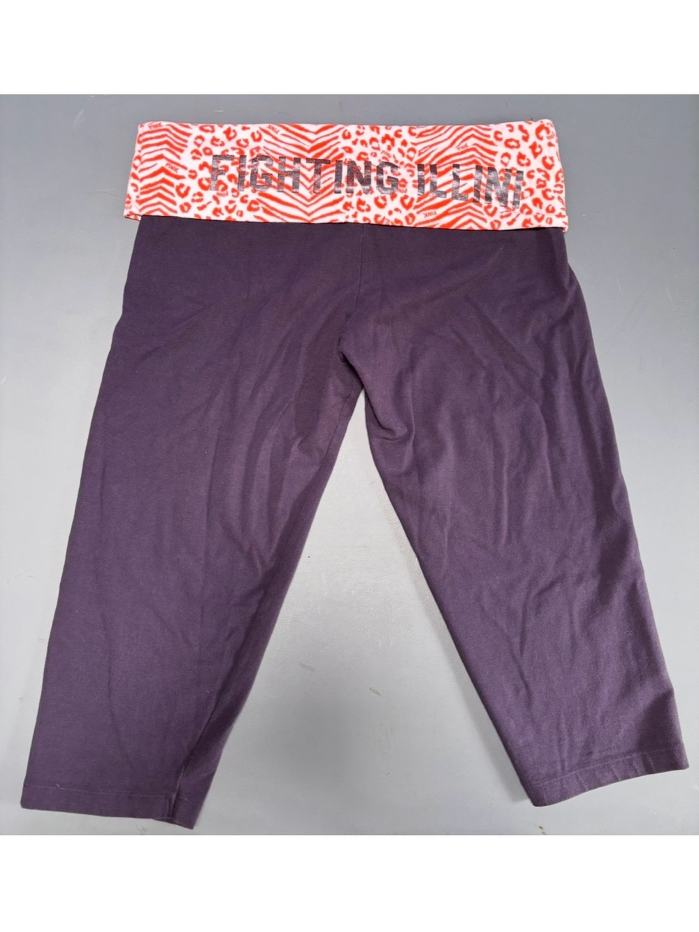 Victoria’s Secret PINK Yoga Capri Pants Flighting Illini Foldover Waist Large